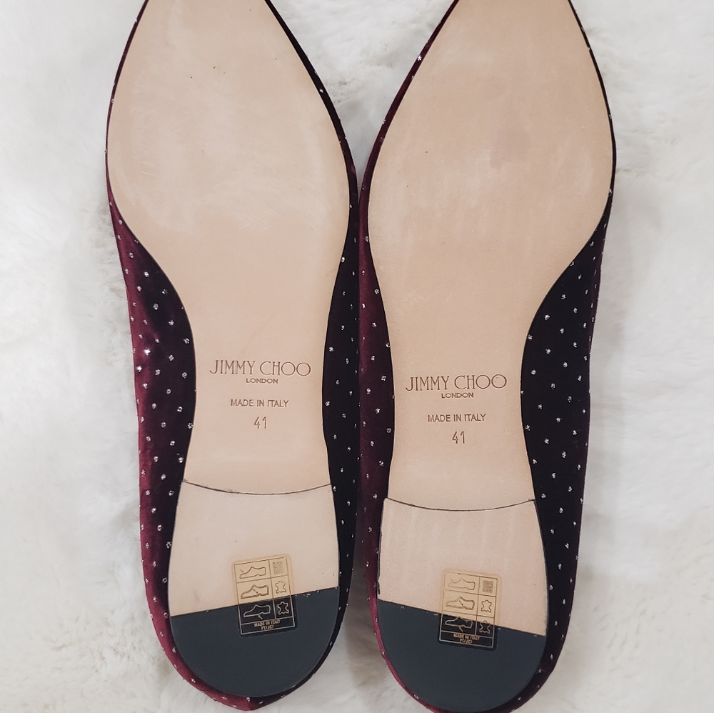 Jimmy Choo Velvet Studded Flats - Picture 3 of 3